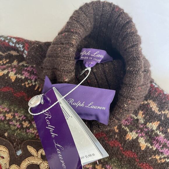 Ralph Lauren Collection Wool Sweater L Fair Isle Crest Cashmere Turtleneck $2490 - Picture 14 of 15